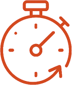 Orange stopwatch icon indicating fast delivery